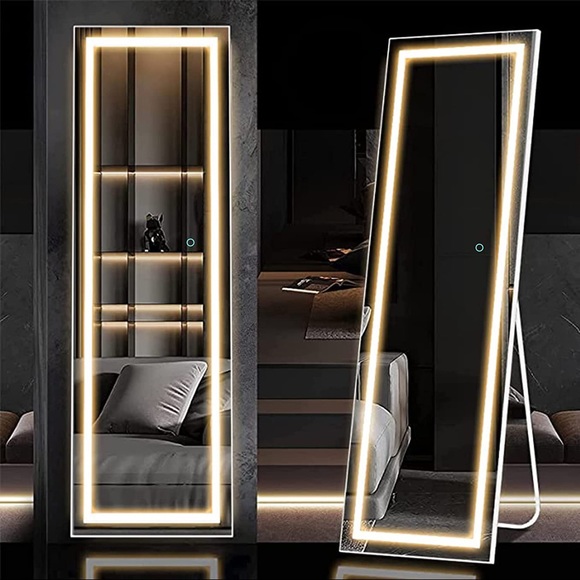 Full Length Mirror Lighted 63"x16", LED Free Standing Floor Mirror - Picture 1 of 7